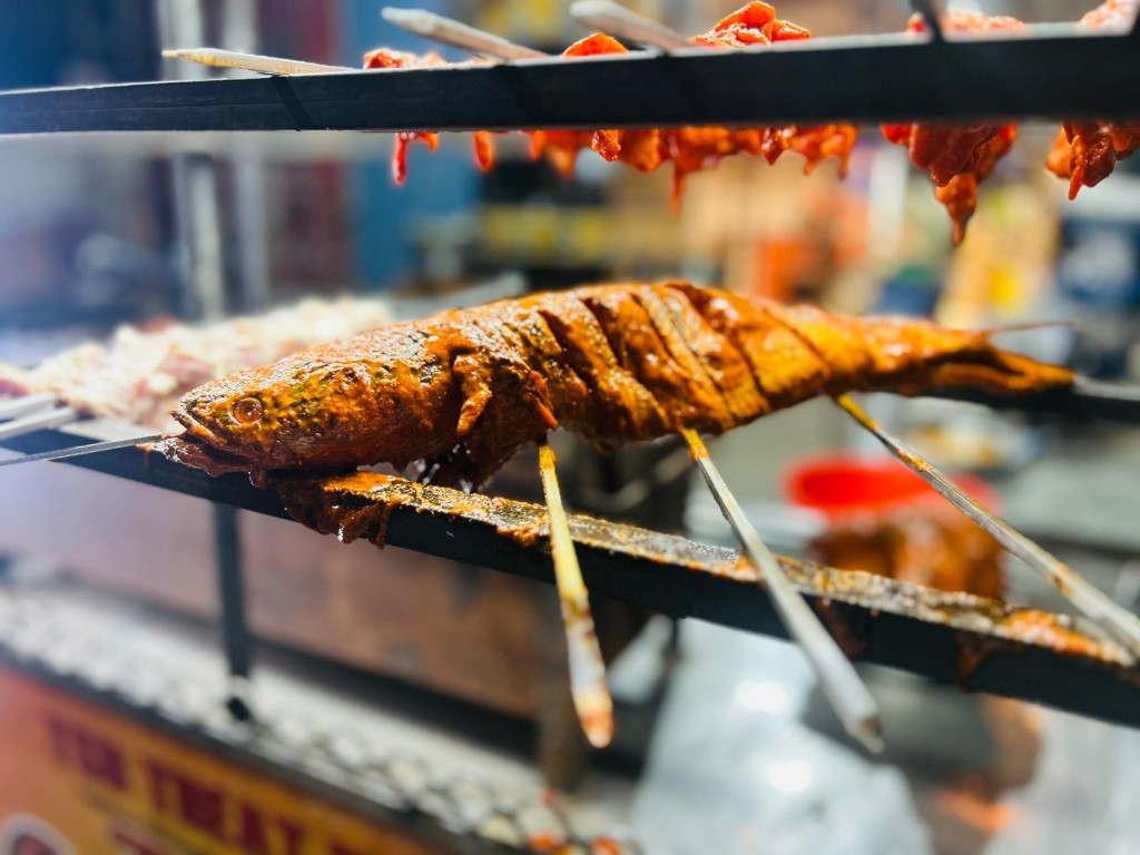Whole grilled fish from the tandoor at The Street Brews